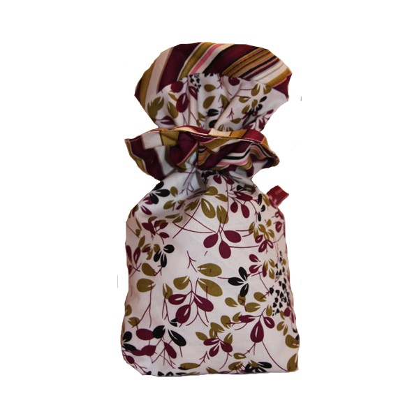 Geschenkbeutel Verpackung aus Stoff Blätter in wine, olive und schwarz