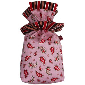 Geschenkbeutel Verpackung aus Stoff Paisley Herz auf rosa