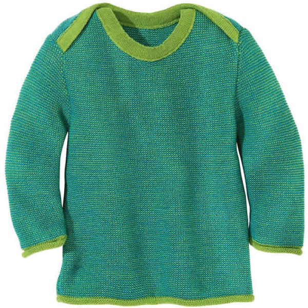 Melange Pullover Wolle grün-blau kbT