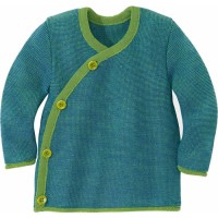 Melange Babyjacke Wolle grün-blau kbT