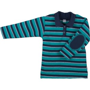 ioBio Polo-Shirt langarm kbA gr&uuml;n-blau