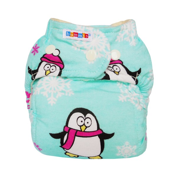 Bummis Flannel Fitted Höschenwindel Onesize Pinguin