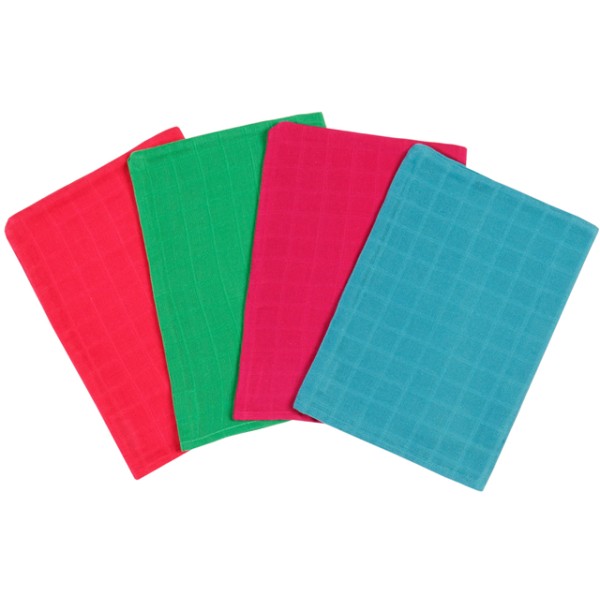 Mundo Mull-Waschhandschuh 4er-Set rot-grün
