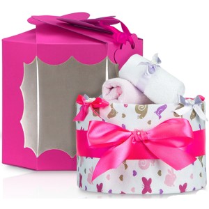 Windeltorte Schnecke pink in Geschenkverpackung...