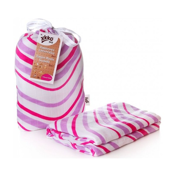 xkko Bamboo Muslin Swaddle Wickeltuch 120x120 cm lilac waves