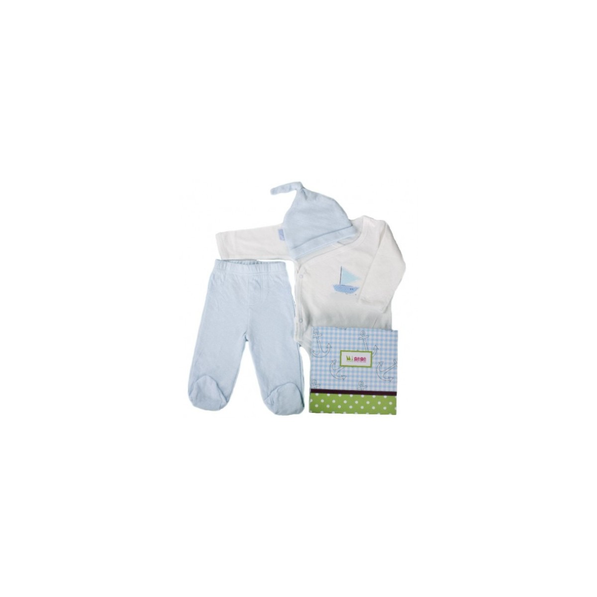Minene Geschenkset Body, Hose & Mütze blau