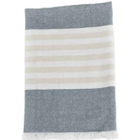 lulujo Turkish Towel Badetuch Navy & Oatmeal