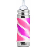 Purakiki Babyflasche 300 ml mit Silikon-Sleeve pink swirl