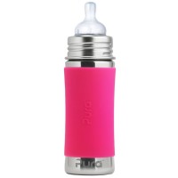 Purakiki Babyflasche 300 ml mit Silikon-Sleeve pink