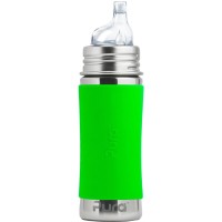 Purakiki Trinklernflasche 300 ml mit Silikon-Sleeve grün