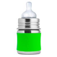 Purakiki Babyflasche 125 ml mit Silikon-Sleeve grün