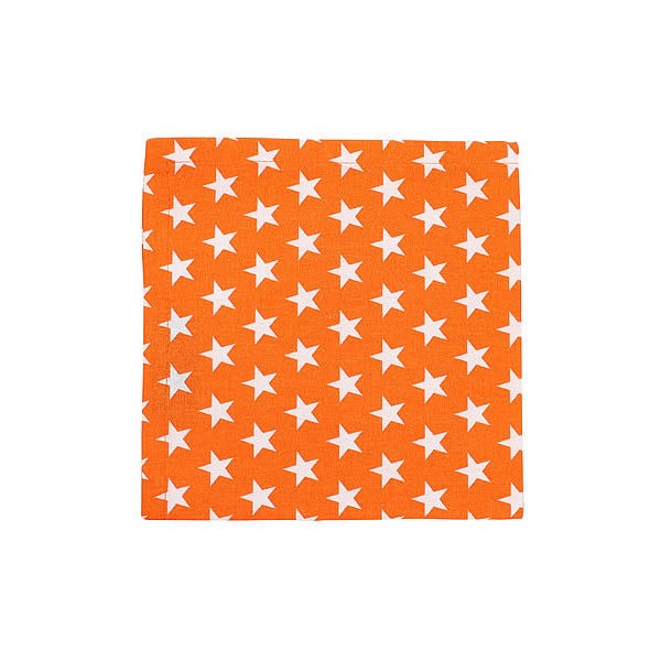Krasilnikoff Stoffserviette 40x40 cm Stars orange-weiß