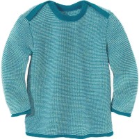 Melange Pullover Wolle blau-natur kbT 74/80