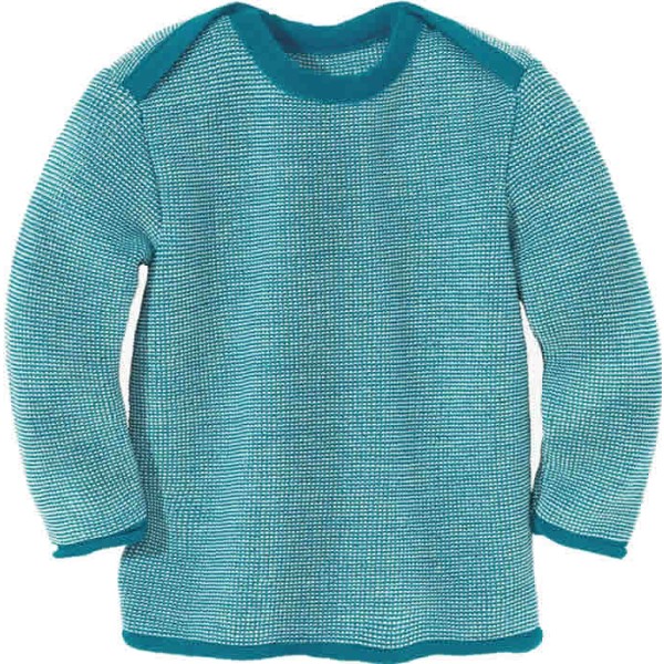 Melange Pullover Wolle blau-natur kbT 86/92