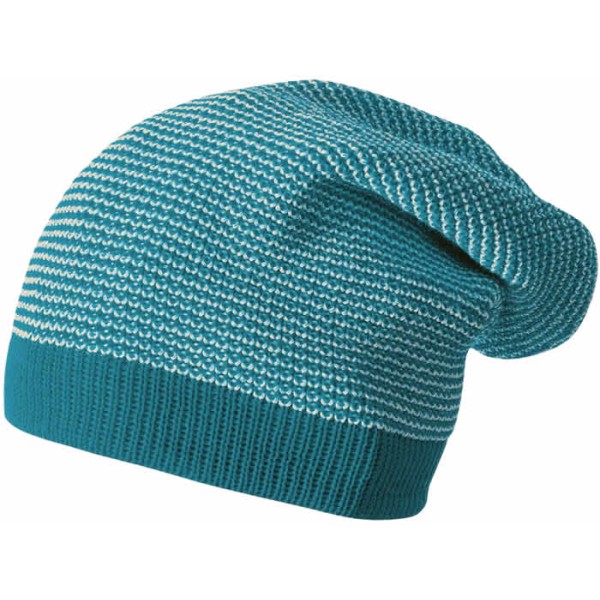 Disana Long-Beanie Woll-Mütze Melange blau-natur
