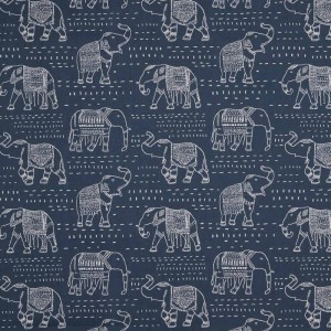 Premier Prints Twill Dekostoff Meterware Elefanten jeansblau