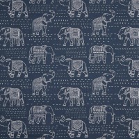 Premier Prints Twill Dekostoff Meterware Elefanten jeansblau