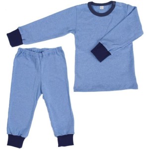iobio Pyjama lang Blau Melange Bio-BW