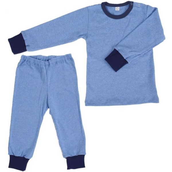 iobio Pyjama lang Blau Melange Bio-BW 86/92