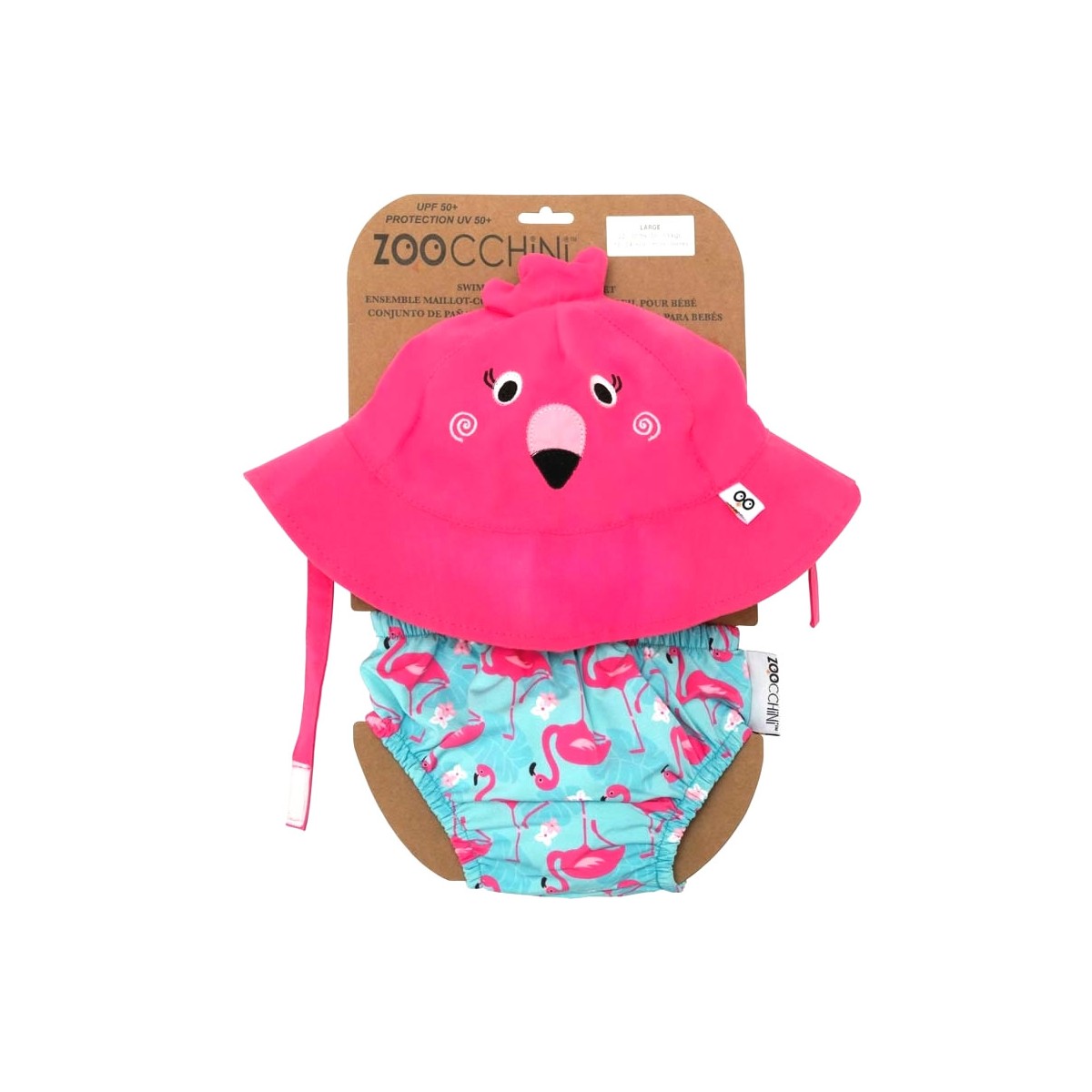 Set Badewindel & Sonnenhut UV-Schutz Flamingo