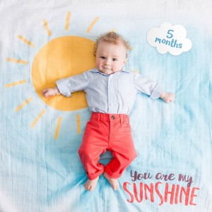 Babys First Year Swaddle-Blanket & Karten Set - You are my Sunshine