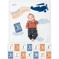 Babys First Year Swaddle-Blanket & Karten Set - Greatest Adventure