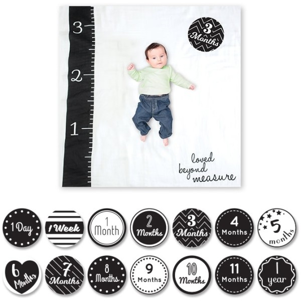 Babys First Year Swaddle-Blanket & Karten Set - Loved Beyond