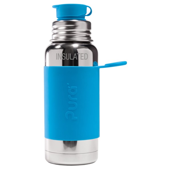 Purakiki Isolierte SPORTflasche 475 ml mit Silikon-Sleeve ISO aqua