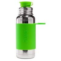 Purakiki Isolierte SPORTflasche 475 ml mit Silikon-Sleeve ISO grün