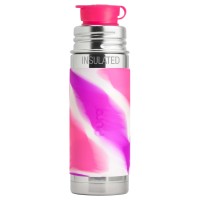 Purakiki Isolierte SPORTflasche 260 ml mit Silikon-Sleeve ISO rosa swirl