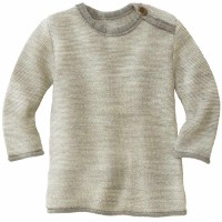 Melange Pullover Wolle grau-natur kbT NEU 74/80