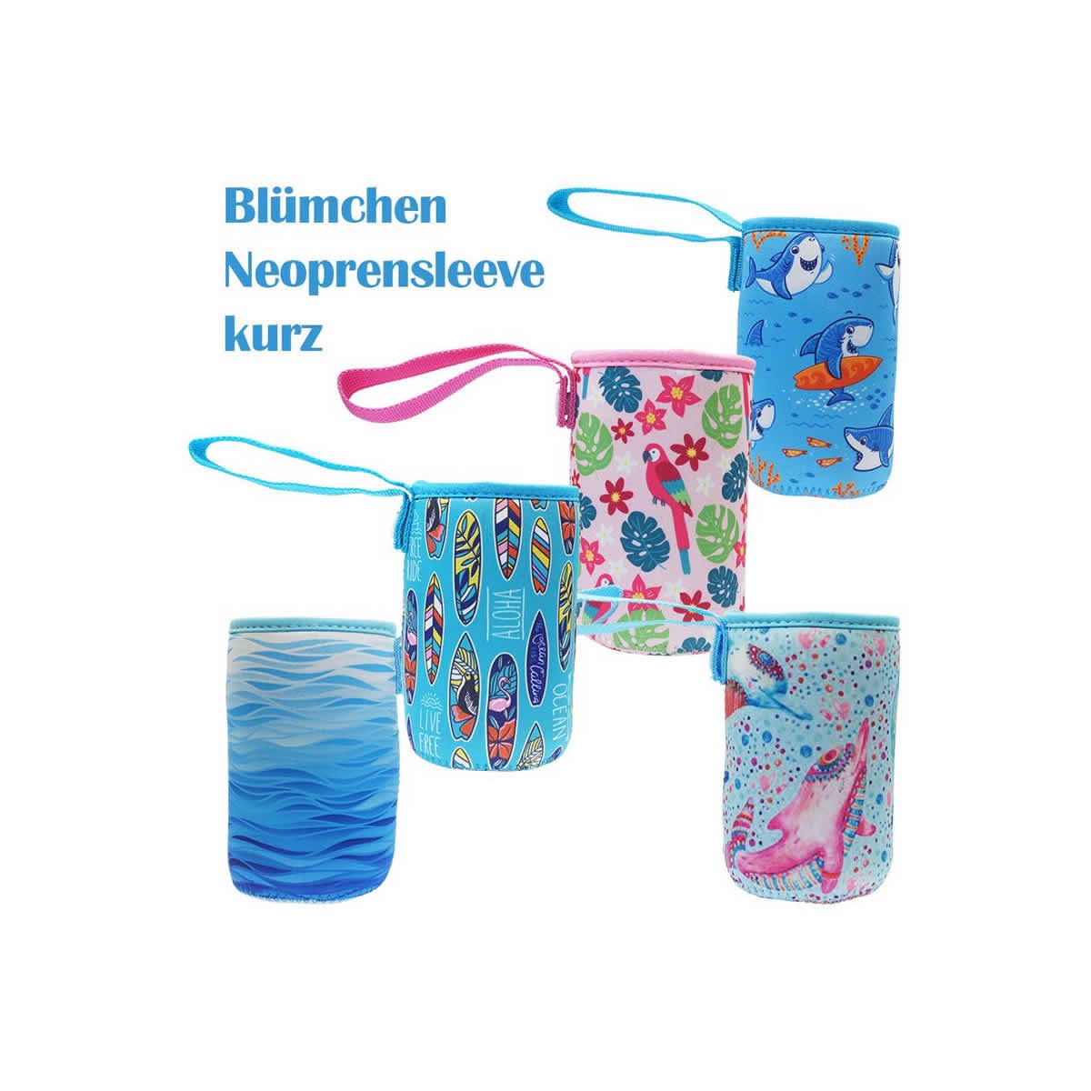 Blümchen Neoprene Sleeve Flaschenhülle kurz