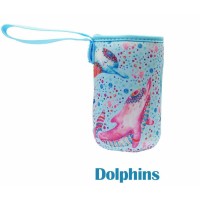 Blümchen Neoprene Sleeve Flaschenhülle kurz Delfine