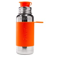 Purakiki Isolierte SPORTflasche 475 ml mit Silikon-Sleeve ISO orange