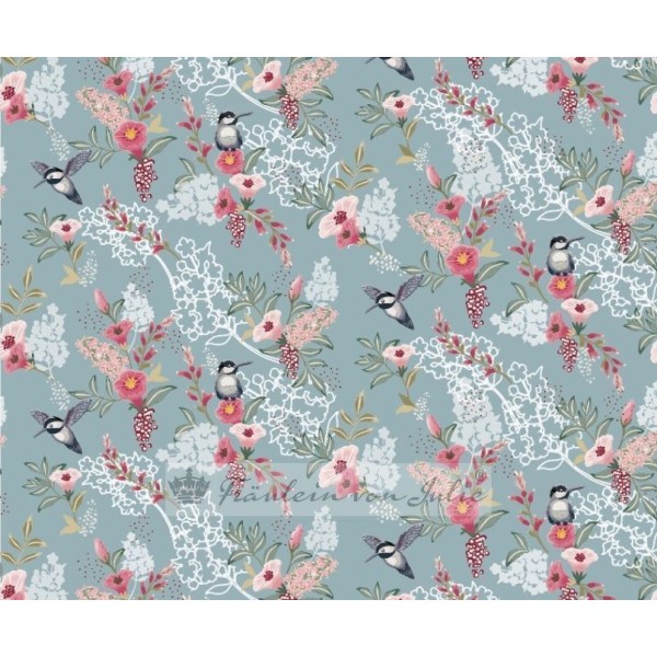 Canvasstoff Meterware Kolibri eisblau