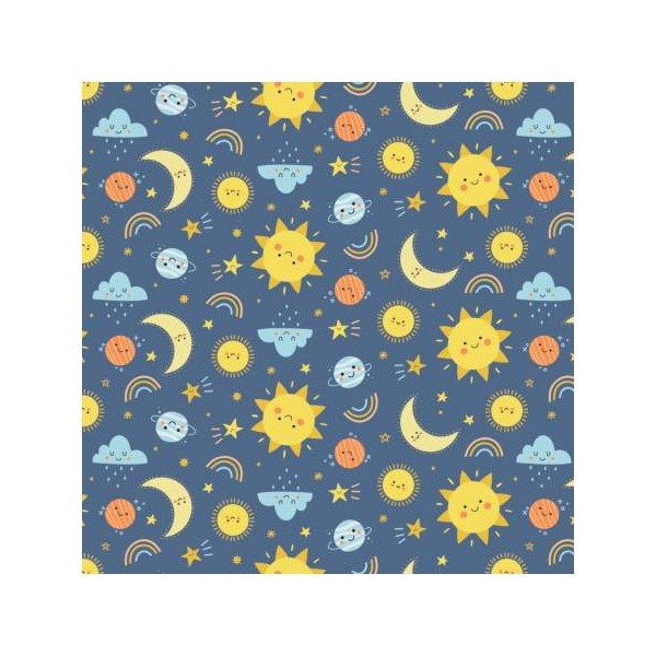 Flanellstoff Meterware Cheerful Sky Jeansblau