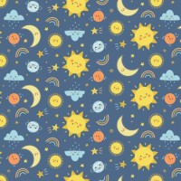 Flanellstoff Meterware Cheerful Sky Jeansblau