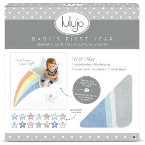 Babys First Year Swaddle-Blanket & Karten Set - I Wish I May