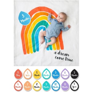 Babys First Year Swaddle-Blanket & Karten Set - A Dream Come True