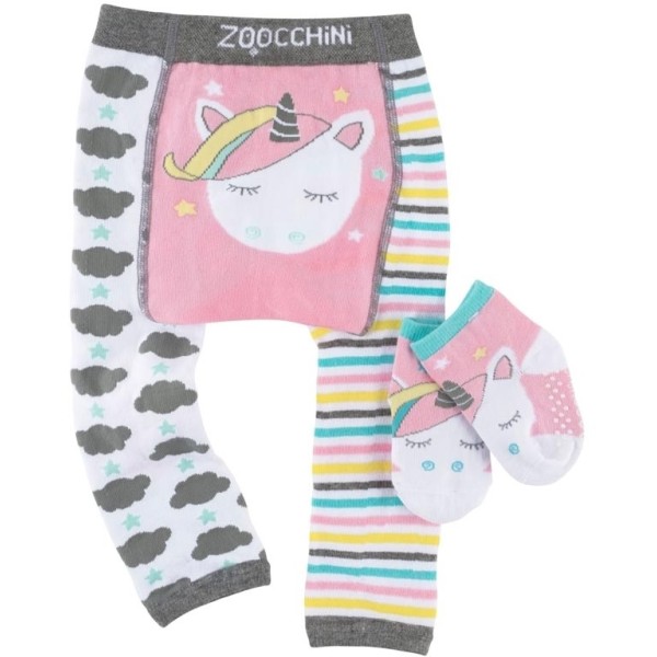 Zoocchini Baby Leggings & Socken Set Allie das Einhorn 6-12M