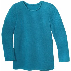Disana Langarm-Pullover Wolle karibikblau