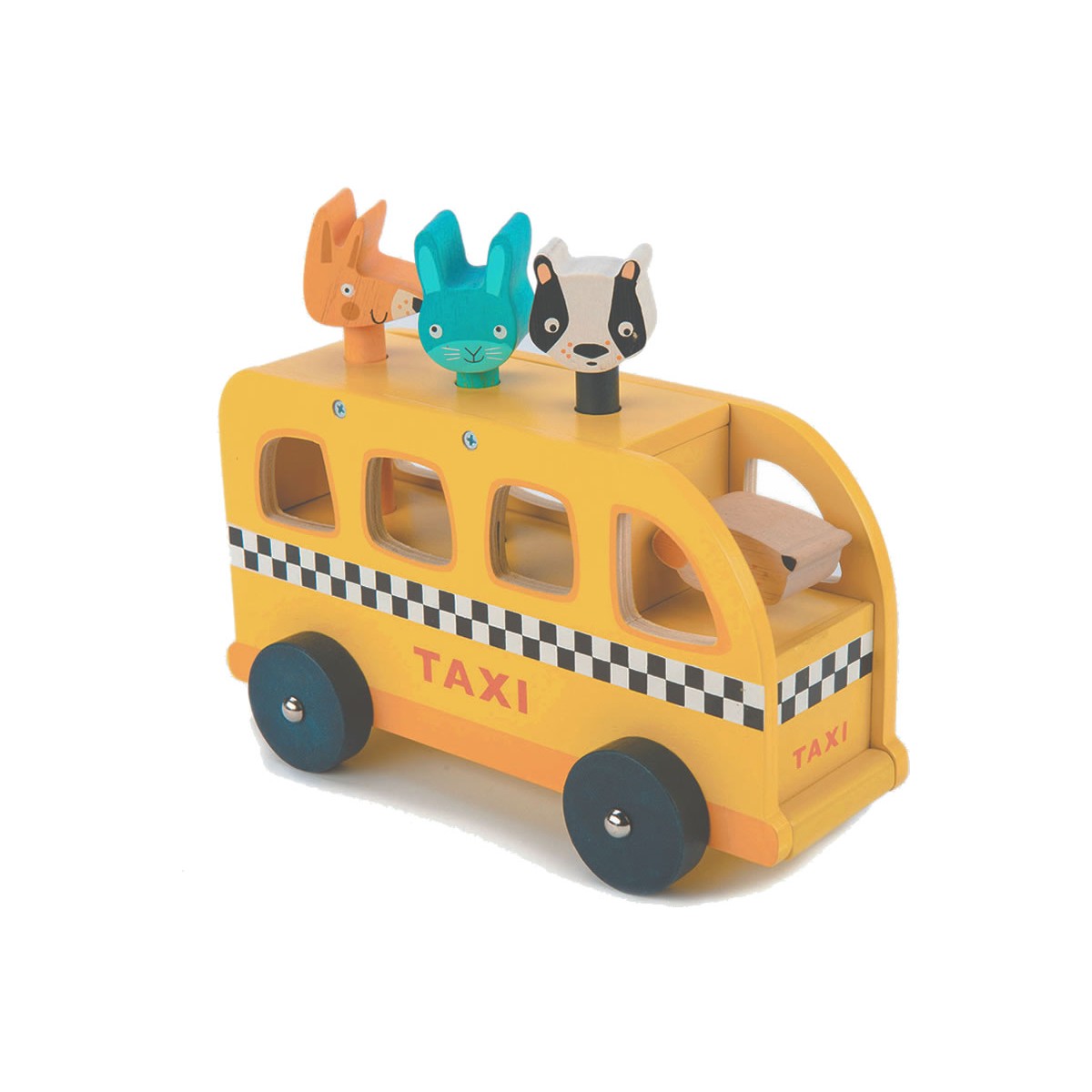 Tender Leaf Toys Taxi Holzbus mit Figuren