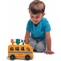 Tender Leaf Toys Taxi Holzbus mit Figuren