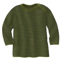 Disana Melange Pullover Wolle olive-anthrazit kbT NEU