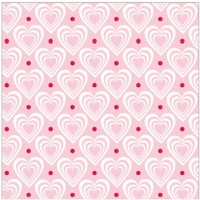 Krasilnikoff Stoffserviette 40x40 cm 3D Hearts pink-white