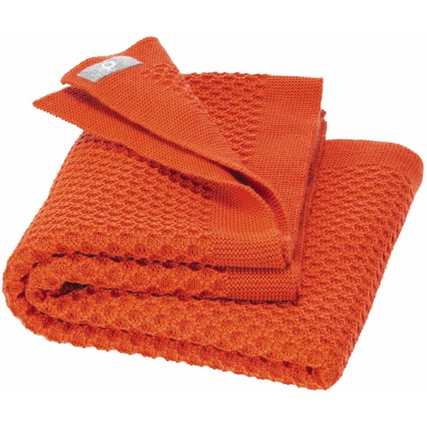 Disana Waben-Strickdecke aus Wolle 100 x 80 cm Orange