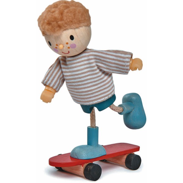 Tender Leaf Toys Holzpuppen-Set Edward & Skateboard 2-teilig