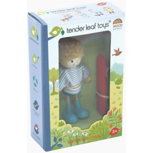 Tender Leaf Toys Holzpuppen-Set Edward & Skateboard 2-teilig