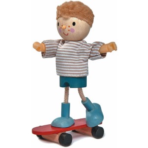 Tender Leaf Toys Holzpuppen-Set Edward & Skateboard 2-teilig