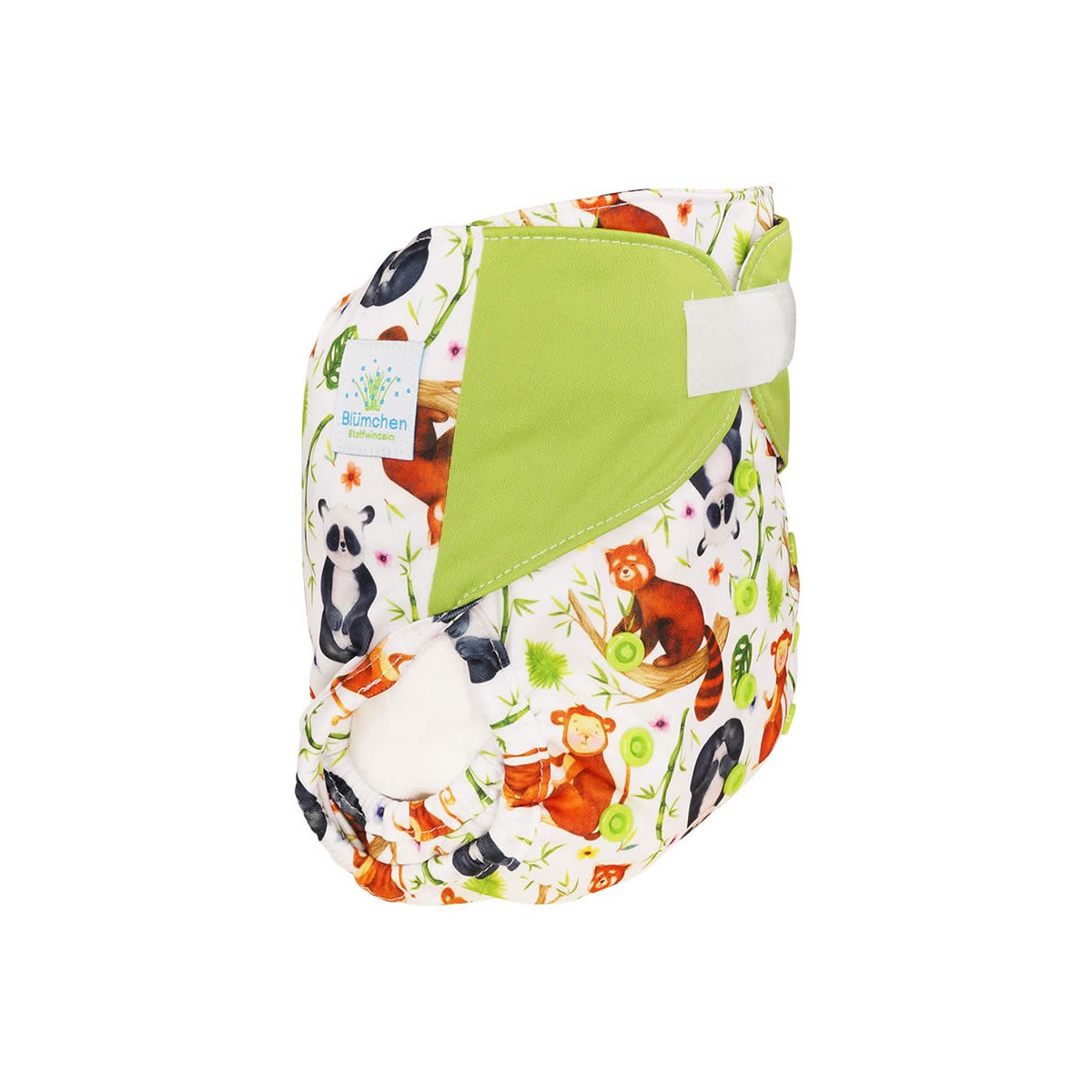 Blümchen Onesize-Überhose Laschen KLETT Panda